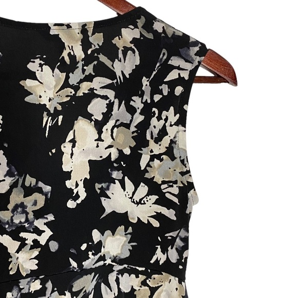 Daisy Fuentes Petites Mini Dress Empire Waist A-Line Floral Black White SP PS - Picture 11 of 15